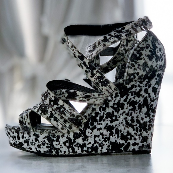 Nicole Miller Shoes - Nicole Miller Dalmatian Animal Print Wedge Heels